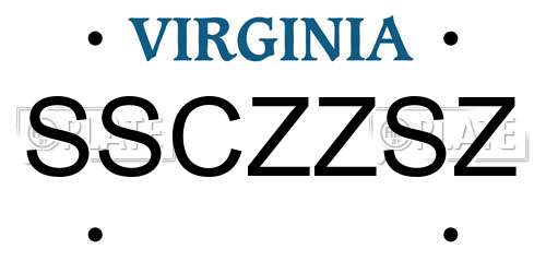 SSCZZSZ Virginia License Plate
