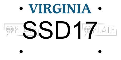 SSD17 Virginia License Plate