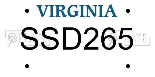 SSD265 Virginia License Plate