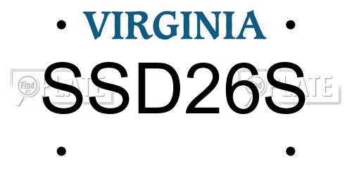 SSD26S Virginia License Plate