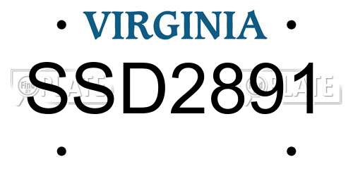 SSD2891 Virginia License Plate