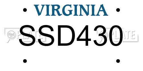 SSD430 Virginia License Plate