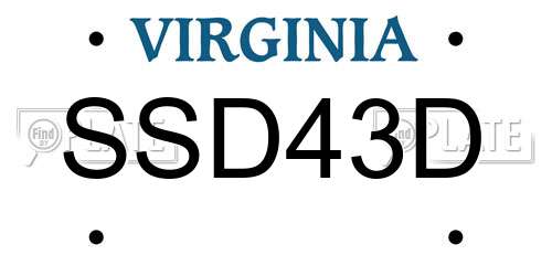 SSD43D Virginia License Plate