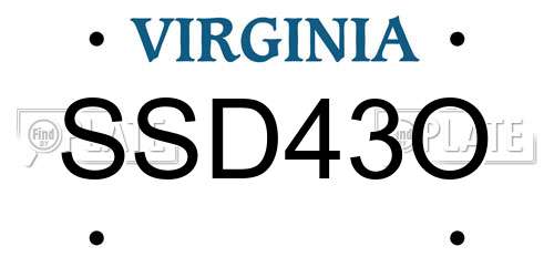 SSD43O Virginia License Plate
