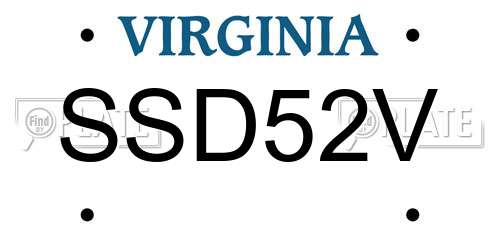 SSD52V Virginia License Plate