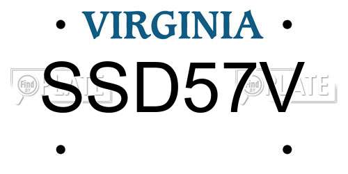 SSD57V Virginia License Plate