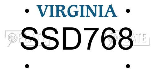 SSD768 Virginia License Plate