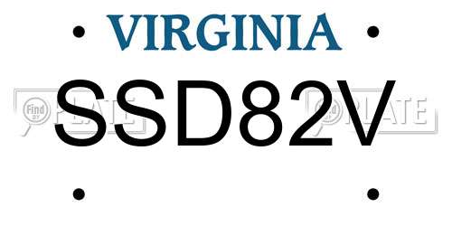 SSD82V Virginia License Plate