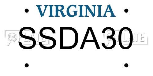 SSDA30 Virginia License Plate