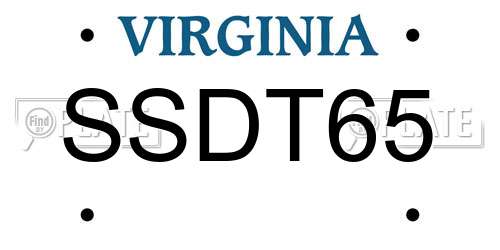 SSDT65 Virginia License Plate