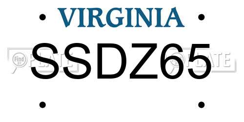 SSDZ65 Virginia License Plate