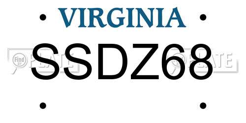 SSDZ68 Virginia License Plate