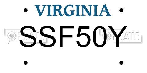 SSF50Y Virginia License Plate