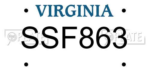 SSF863 Virginia License Plate