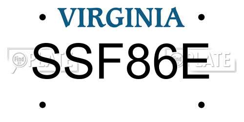 SSF86E Virginia License Plate