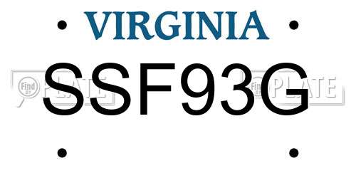 SSF93G Virginia License Plate