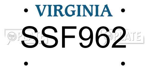 SSF962 Virginia License Plate