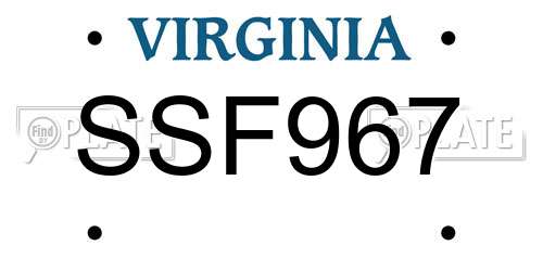 SSF967 Virginia License Plate