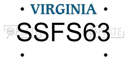 SSFS63 Virginia License Plate