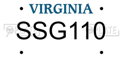 SSG110 Virginia License Plate