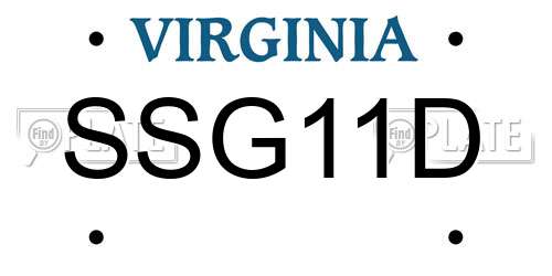 SSG11D Virginia License Plate