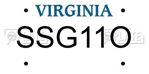 SSG11O Virginia License Plate