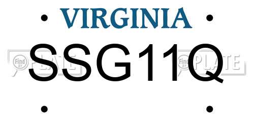 SSG11Q Virginia License Plate