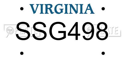 SSG498 Virginia License Plate