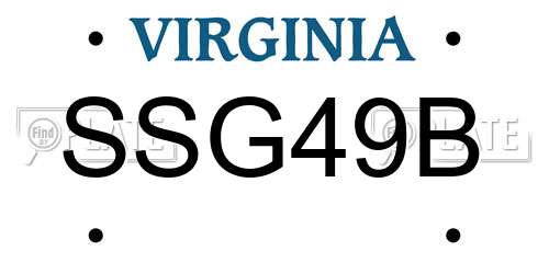 SSG49B Virginia License Plate
