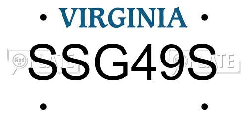 SSG49S Virginia License Plate
