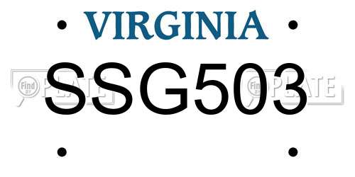 SSG503 Virginia License Plate
