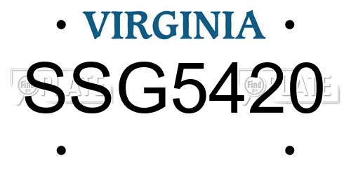 SSG5420 Virginia License Plate