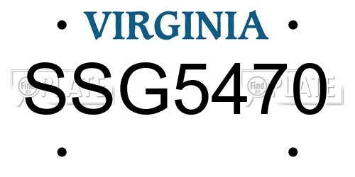 SSG5470 Virginia License Plate