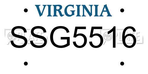 SSG5516 Virginia License Plate