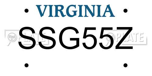 SSG55Z Virginia License Plate