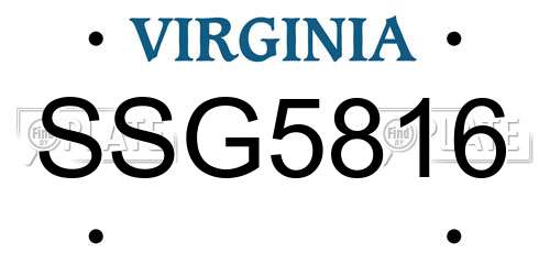 SSG5816 Virginia License Plate