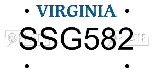 SSG582 Virginia License Plate