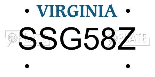 SSG58Z Virginia License Plate