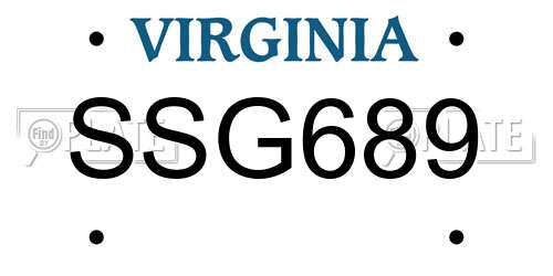 SSG689 Virginia License Plate