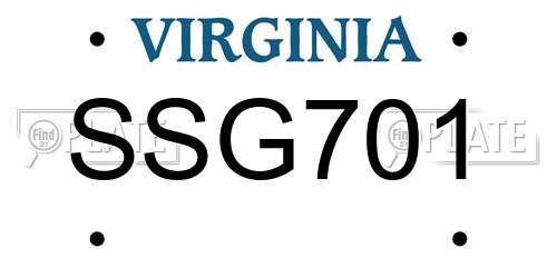 SSG701 Virginia License Plate