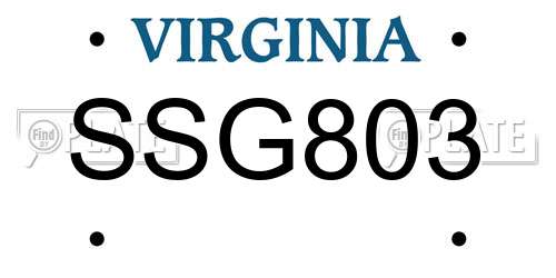 SSG803 Virginia License Plate
