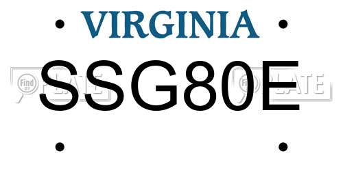 SSG80E Virginia License Plate
