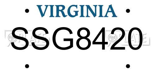 SSG8420 Virginia License Plate