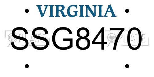 SSG8470 Virginia License Plate