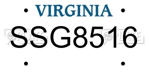 SSG8516 Virginia License Plate