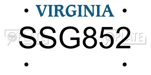 SSG852 Virginia License Plate