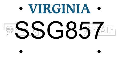SSG857 Virginia License Plate