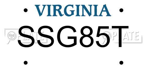 SSG85T Virginia License Plate