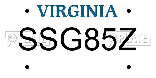 SSG85Z Virginia License Plate
