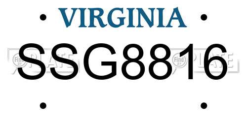 SSG8816 Virginia License Plate